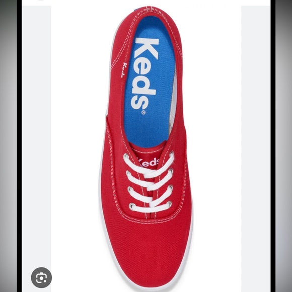 Keds Shoes - Keds Red Canvas Low-Top Sneakers with White Laces size 9.5.